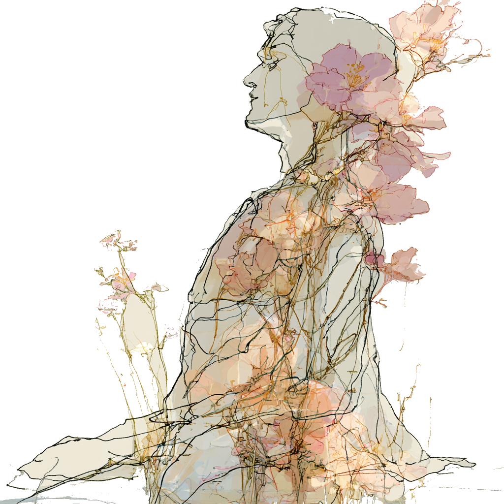 Botanical line drawing of the spine — the nervous system regulating