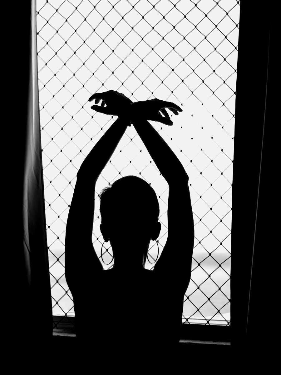 Woman with arms raised, somatic awareness